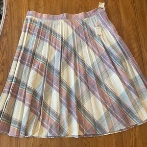 Vintage Wool Plaid Pastel Pleated Skirt NWT Deadstock 80’s Plus Size